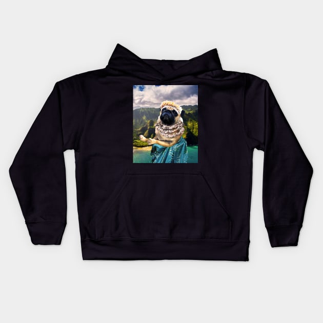 Cute Aloha Pug Hawaiian Kids Hoodie by Random Galaxy